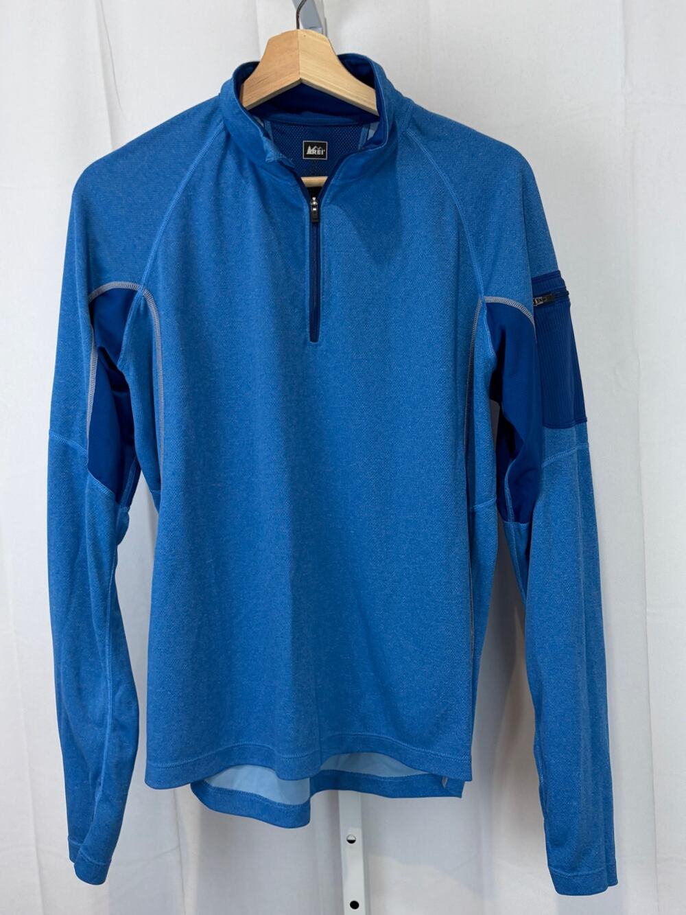 REI Womens 1/4 Zip Pullover Mock Long Sleeve Top Reflective Run Blue Size M